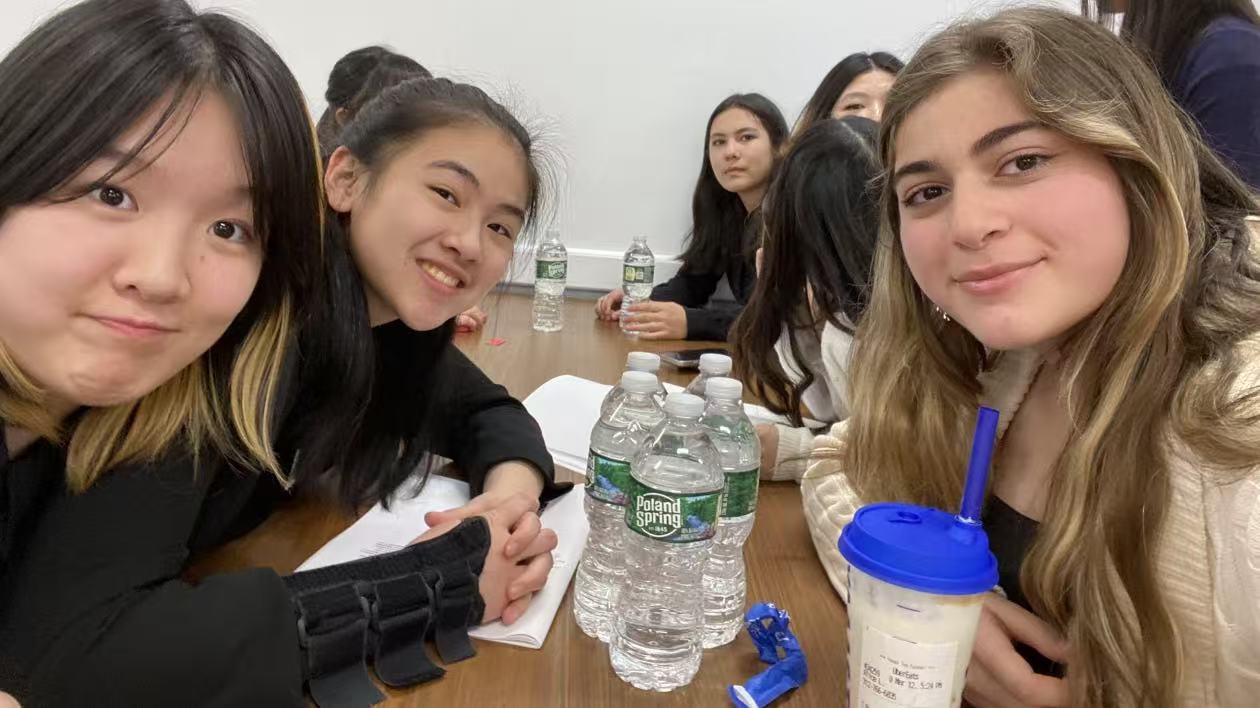 Students collaborating in a classroom